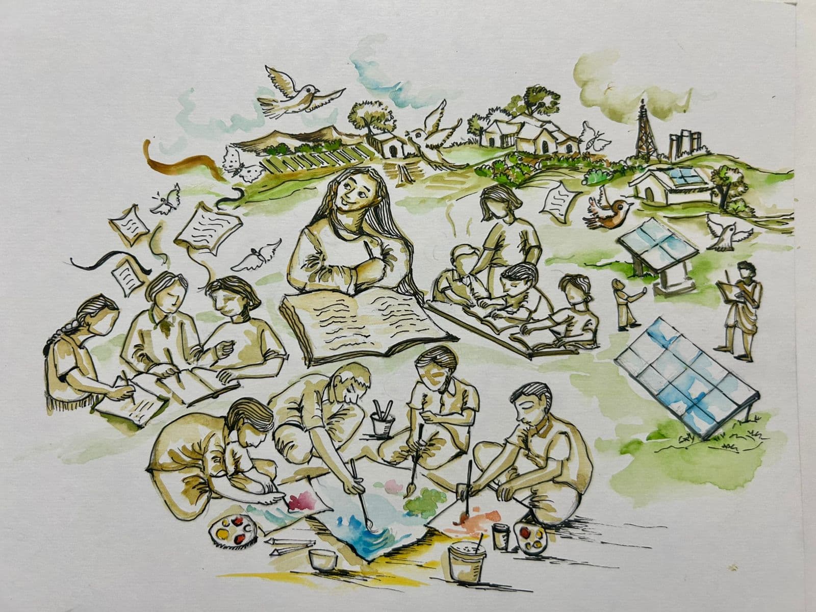 Visual for prompt: Can you remember of one community experience which nurtures the well being of your community through everyday practices, relationships, and nature based rituals?